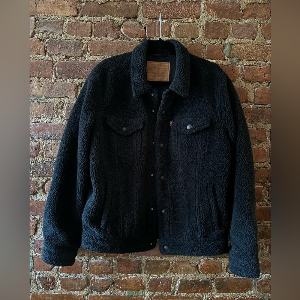 Levis black shearling jacket